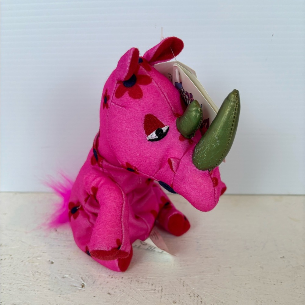 Disney Disneyland It's a Small World Rhino Pink and Purple 7" Plush Stuffed Toy